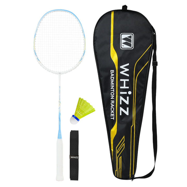 WHiZZ Carbon Badminton Schläger Set, Leichter Graphit Badmintonschläger Federball Set für Training,
