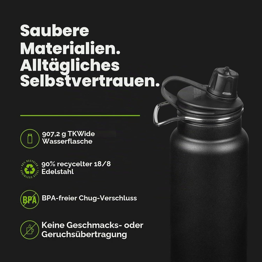 KleanKanteen Herren TKWide VI Trinkflasche, Black, One Size Schwarz, Schwarz