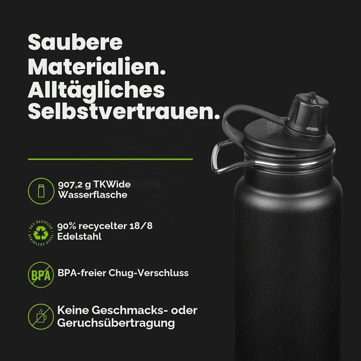KleanKanteen Herren TKWide VI Trinkflasche, Black, One Size Schwarz, Schwarz