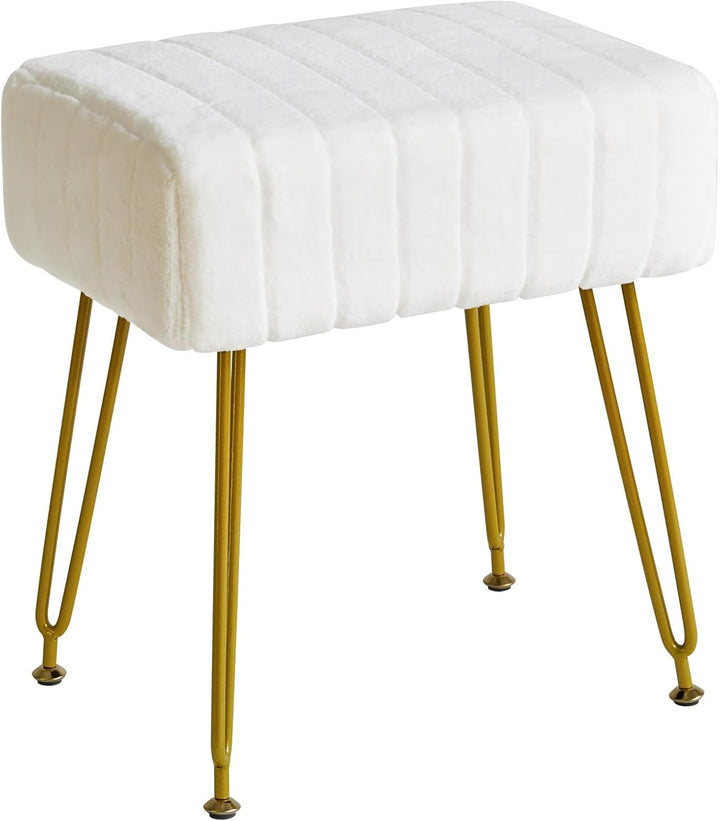IBUYKE Velvet Rechteckiger Fussstützenstuhl Ottoman, Make-up Eitelkeits Hocker Beistelltisch, Samt S