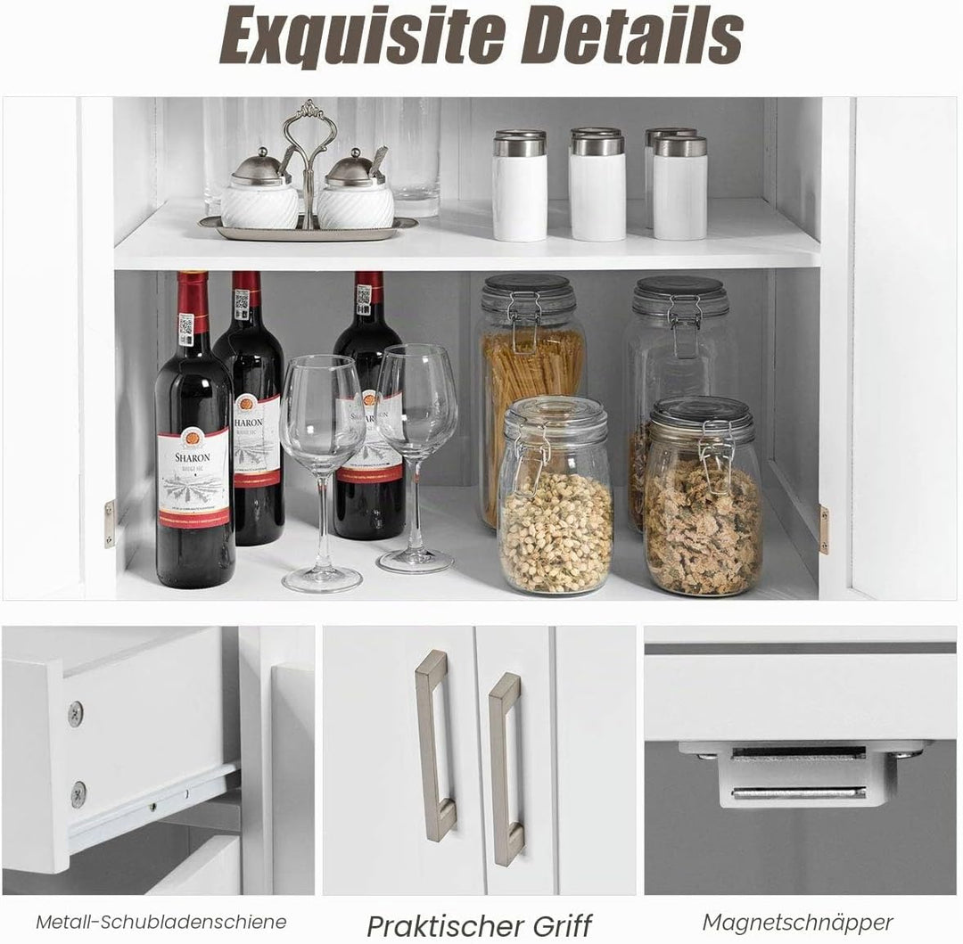 DREAMADE Küchenwagen, Servierwagen mit Abschliessbaren Rädern, Küchentrolley mit Schublade, Verstell