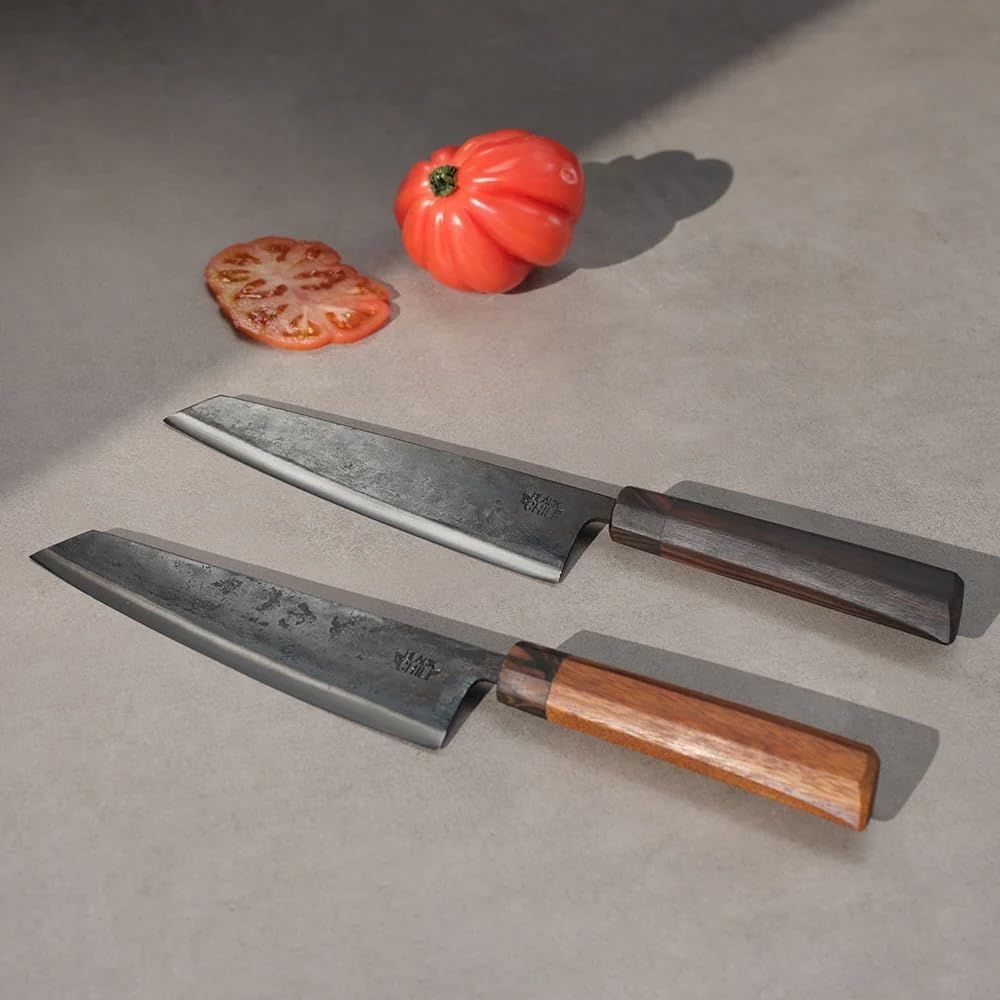 Chefmesser | Eisenholz Griff | 19 cm Carbonstahl Klinge mit 61–63 HRC | Profi Kochmesser für Fisch,