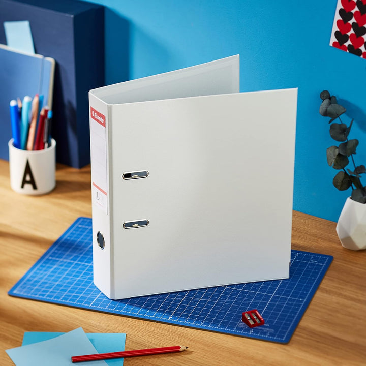 Esselte Ordner breit, DIN A4, 10er Pack, 7,5 cm Rückenbreite, Kunststoff-Ordner, weiss, Vivida, 8113