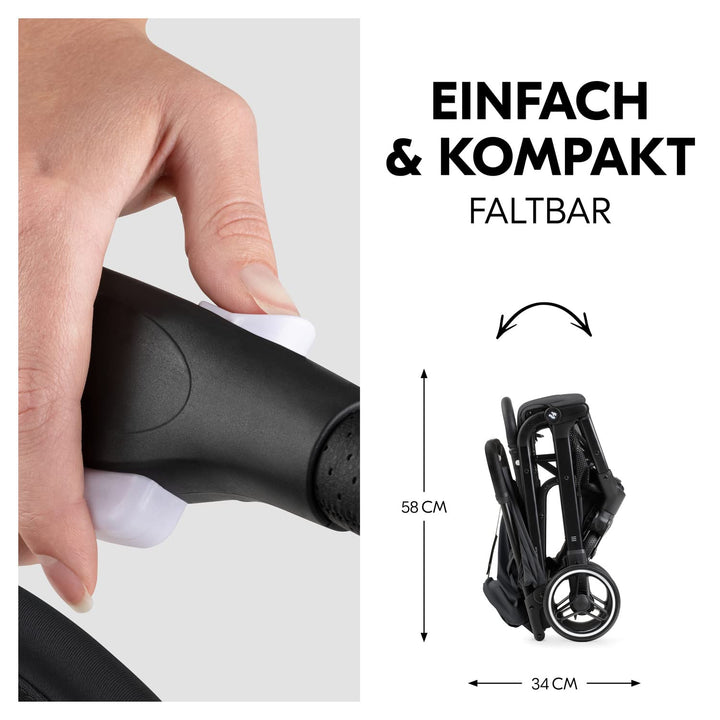 hauck Travel N Care Plus, Black - Reisebuggy für Kinder ab Geburt bis 22 kg mit Liegefunktion & Kopf