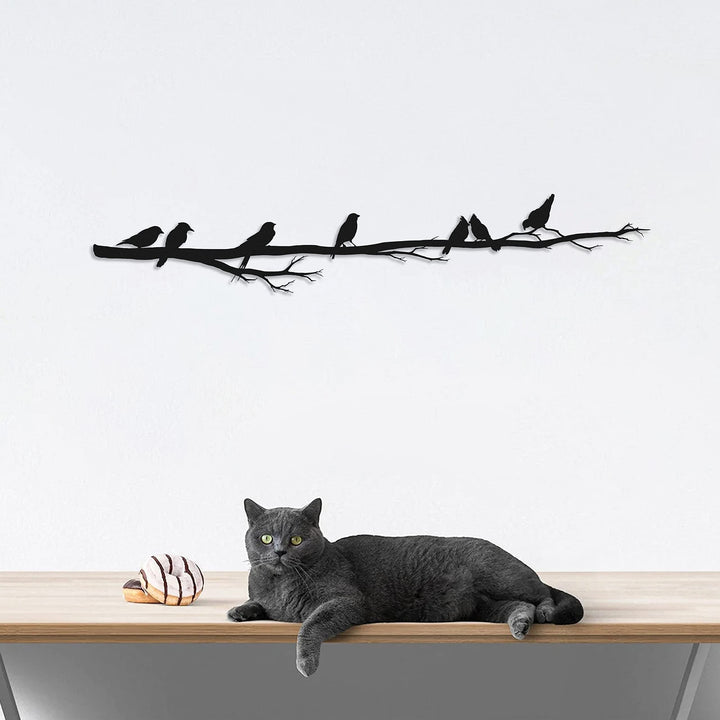Decovieno Metall Vögel Wand Dekor, 60 cm Länge x 11 cm Breite x 3 cm Höhe, Schwarz