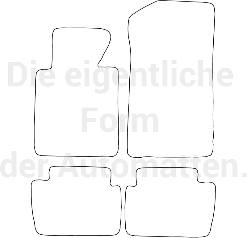 moto-MOLTICO Fussmatten Auto Velours Autoteppiche Schwarz Automatten Set 4-teilig passend für BMW 3e