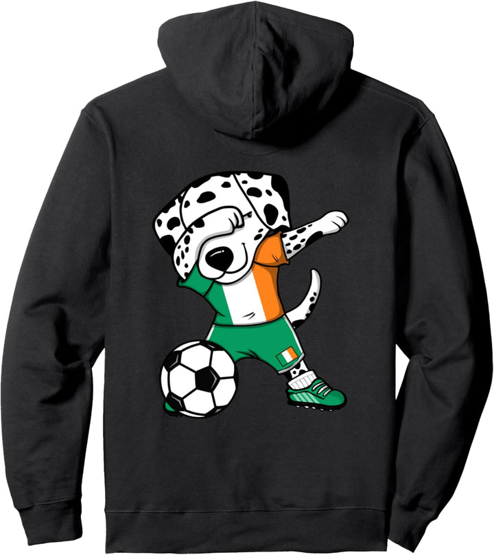 Dabbing Dalmatiner Hund Irland Fussball Irische Flagge Sport Pullover Hoodie