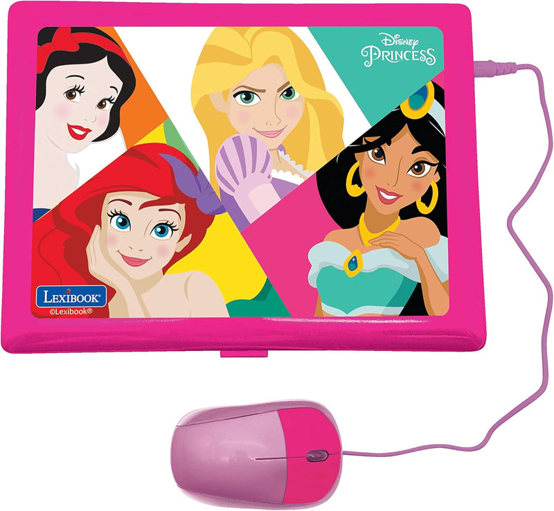 Lexibook Disney Princess - Zweisprachiger Laptop für Bildungszwecke Englisch und Deutsch, 124 Aktivi