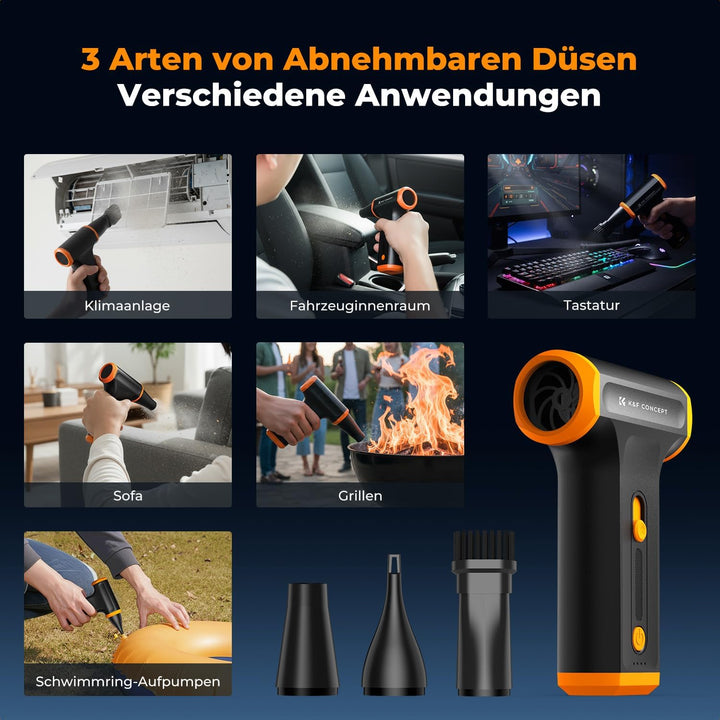 K&F CONCEPT Elektrische Staubgebläse 110000 U/min, kabelloser Air Duster mit 5000mAh, bürstenlosem M
