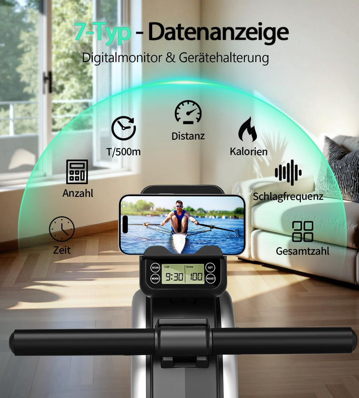Rudergerät für Zuhause, DMASUN Magnetisches Rudergerät mit 16 Widerstandsstufen, Upgrade Doppel-Slid