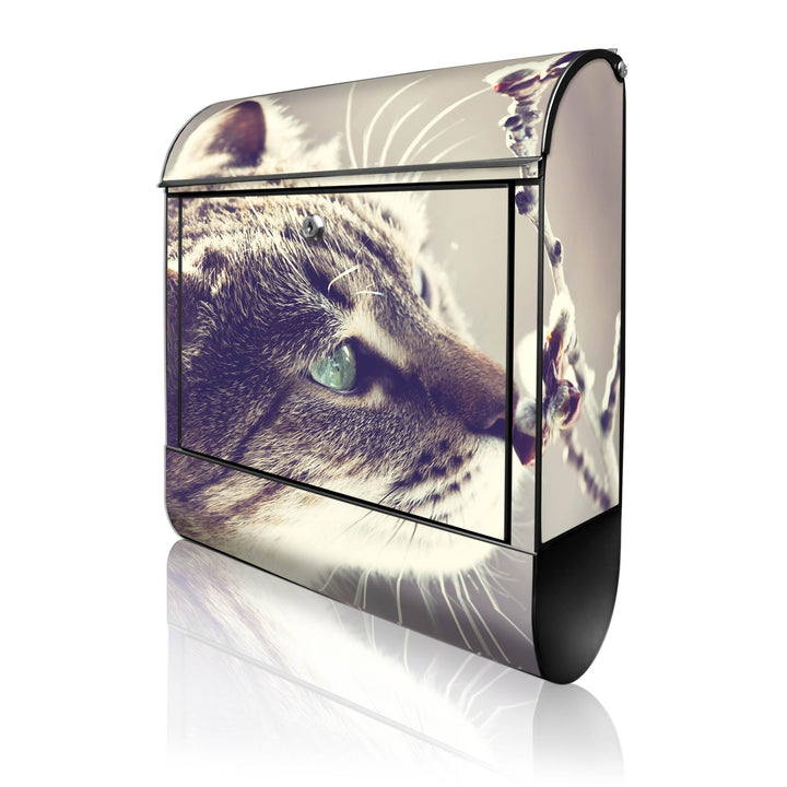 banjado® Design Briefkasten mit Motiv Weidenkätzchen 39x47x14cm &amp; 2 Schlüssel - Briefkasten Stahl sc