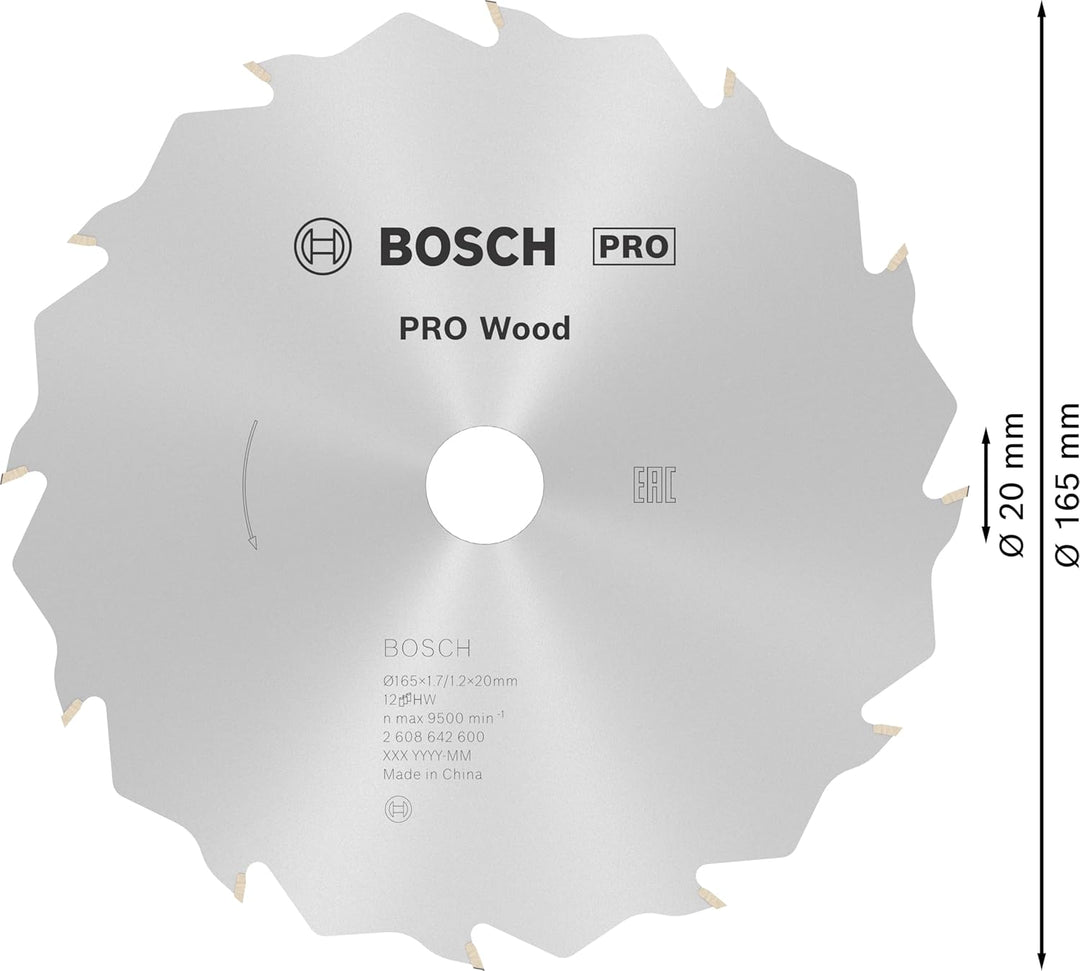 Bosch 1x PRO Wood Kreissägeblatt für Akku-Handkreissägen (für Weichholz, Hartholz, Ø mm, Professiona