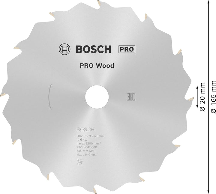 Bosch 1x PRO Wood Kreissägeblatt für Akku-Handkreissägen (für Weichholz, Hartholz, Ø mm, Professiona