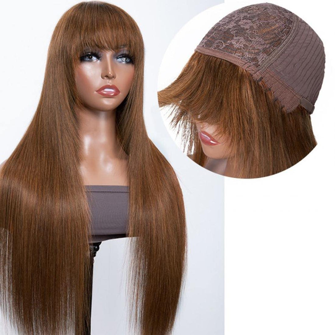 Brown Bob Wig Human Hair Echthaar Perücke None Lace Front Wig Bone Straight Human Hair Wig High Ligh