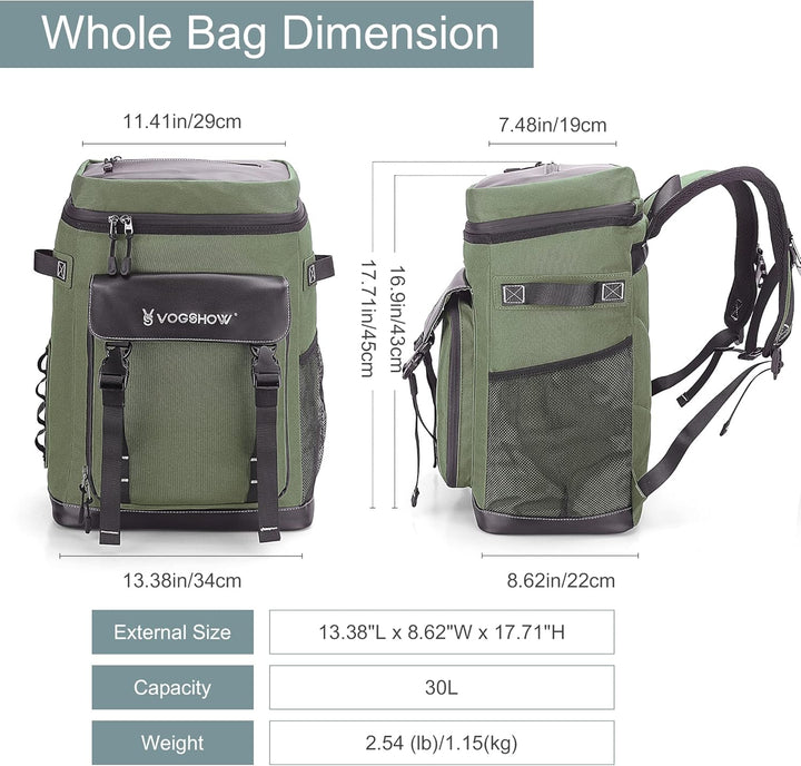 Vogshow Kühlrucksack 30L Kühltasche Gross Kühlbox Wasserdicht Picknickrucksack Auslaufsicher Thermot