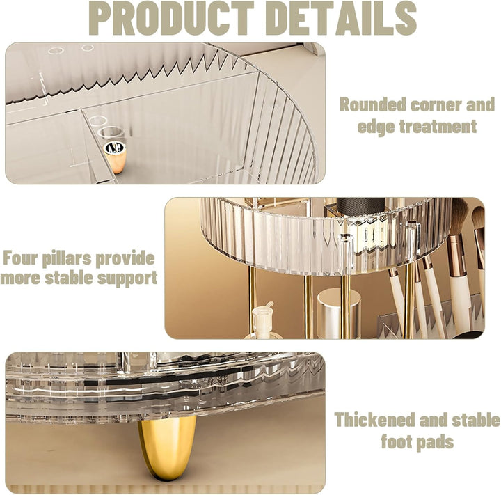 Schminktisch Organizer, Transparent Make Up Organizers, 360° Drehbarer Schmink Organizer, Parfüm Org