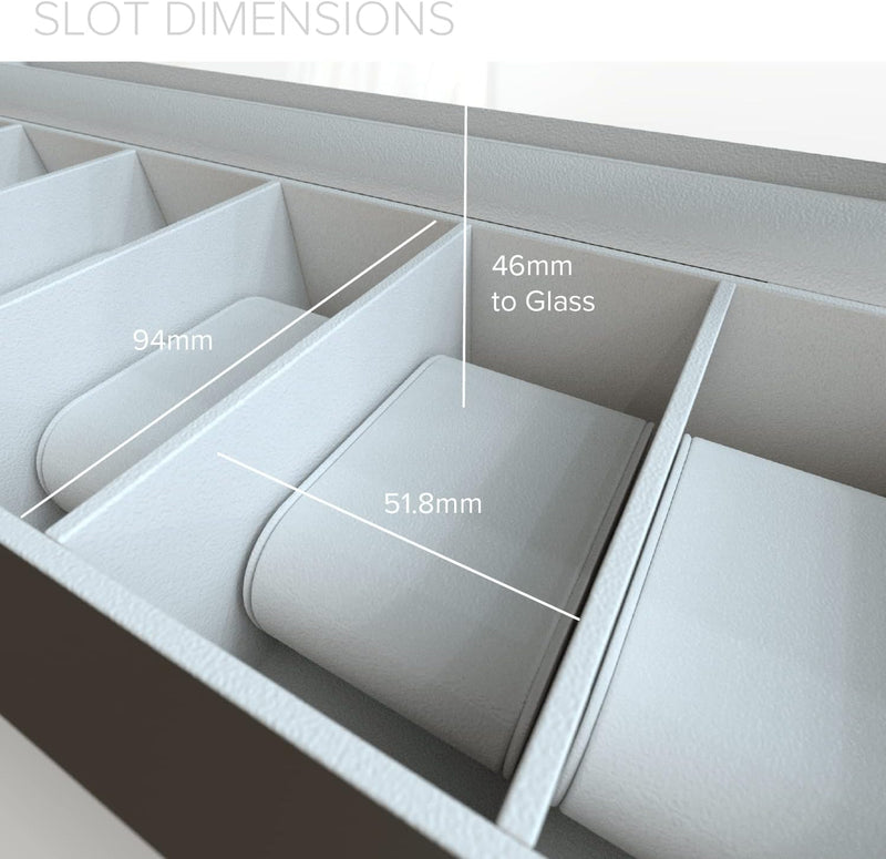 CASE ELEGANCE Uhrenbox aus Massiv Holz - Farbe Espresso - mit Glas-Vitrine für 12 Uhren, Espresso