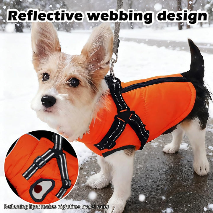 Hundemantel Winter mit Geschirr Einstellbar, ZoneYan Wasserdicht & Warm Hundemantel für Kleine Hunde