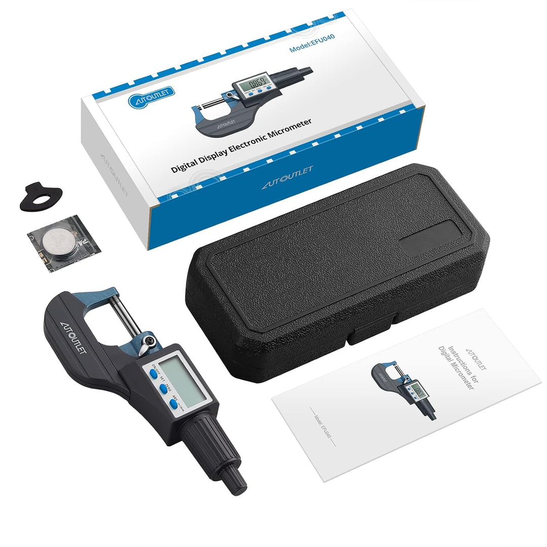 AUTOUTLET Micrometer Digitale Bügelmessschraube 0-25mm/ 0.001mm, Hohe Präzision LCD Digitale Mikrome