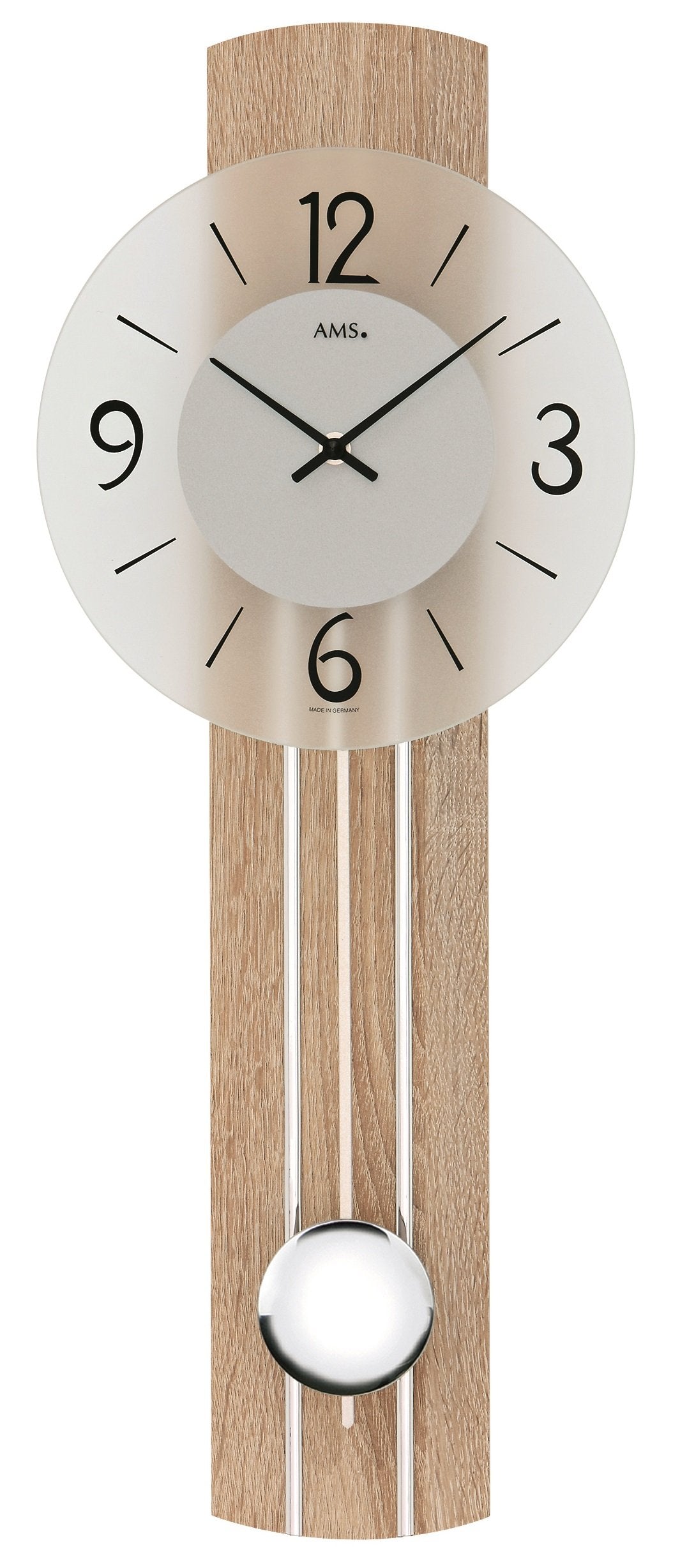 AMS Moderne Wanduhr mit Quartzwerk, batteriebetrieben Quartz-Pendeluhr 60cm- 7274