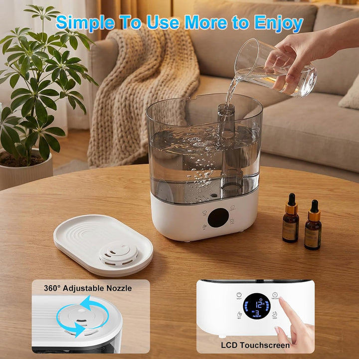 Luftbefeuchter für Räume 5.5L,GuKKK Luftbefeuchter Schlafzimmer Top-Fill, 28dB Leise Air Humidifier