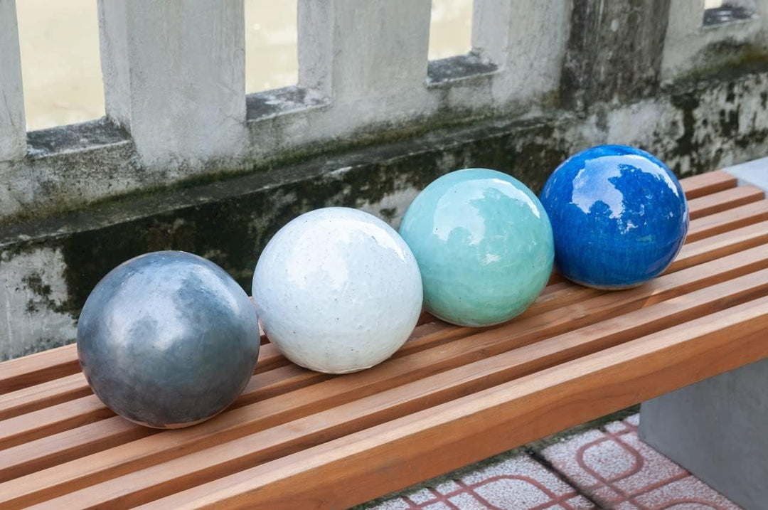 Teramico Dekokugel Gartenkugel glasiert -Blau, Grün, Anthrazit, Türkis, Aqua- sehr hochwertig frostf