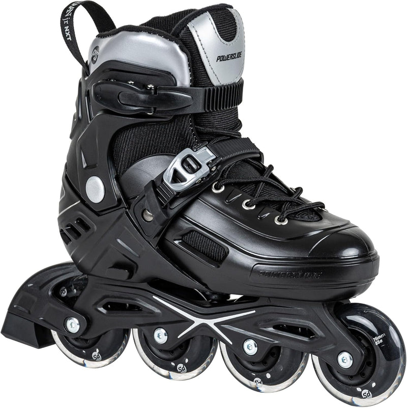 Powerslide Kinder Inline Skate Khaan Junior NXT Black, grössenverstellbar, für Fitness, Urban, Hocke