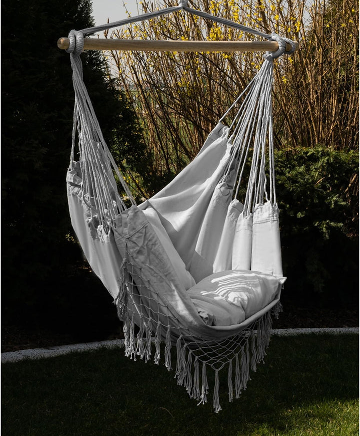 Hängesessel Outdoor 97 x 130 cm Grau bis 120 kg - Schaukelsessel Outdoor und Innen - Hängeschaukel P