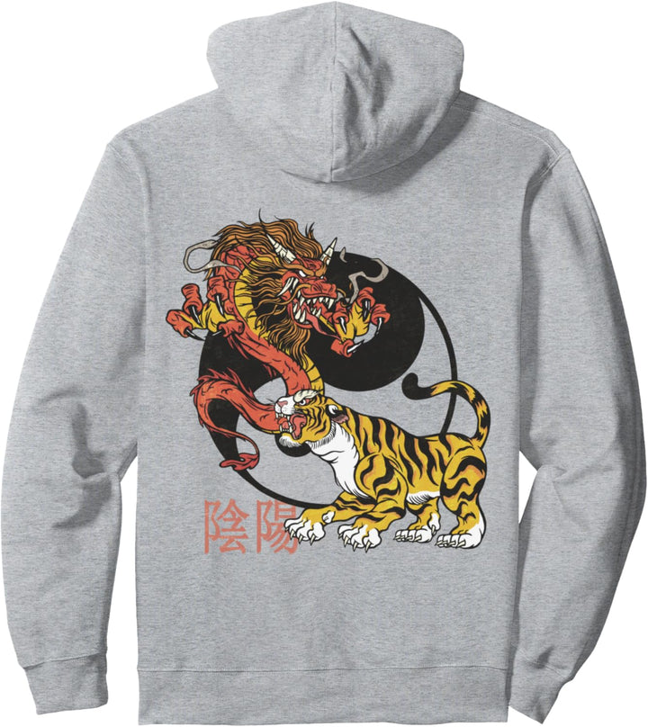 Chinesischer Drache Tiger Yin Yang Pullover Hoodie