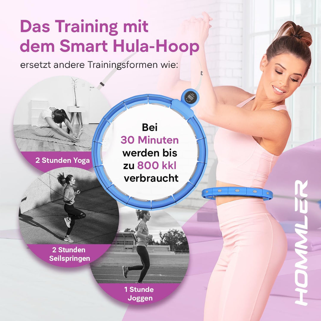 Smart Hula Hoop Reifen Erwachsene, Smart Hula Hoop Leise mit Zähler, Fitness Hula Hoop mit Gewicht K