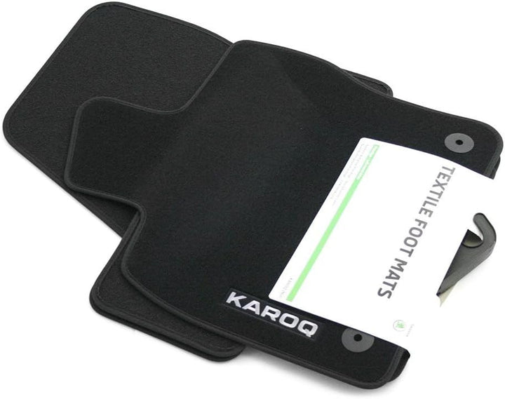 Skoda 57B061270 Prestige Textil Fussmatten Satz Premium Velours 4X Stoffmatten schwarz mit Karoq Sch