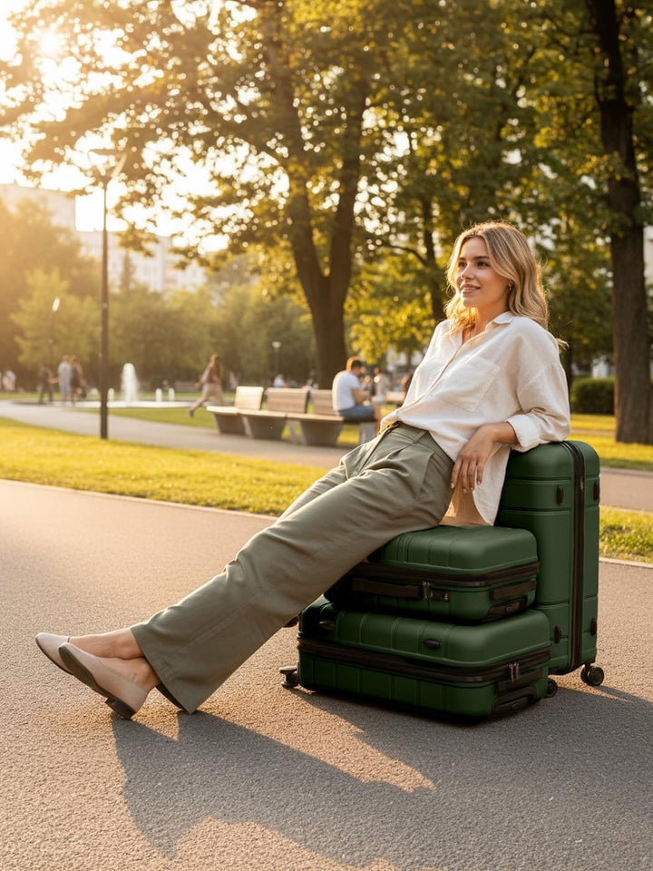 REDOLZ Hartschalen Koffer-Set 3-teilig | alle Koffer 6 cm Dehnfalte | aus hochwertigem, leichtem Pol