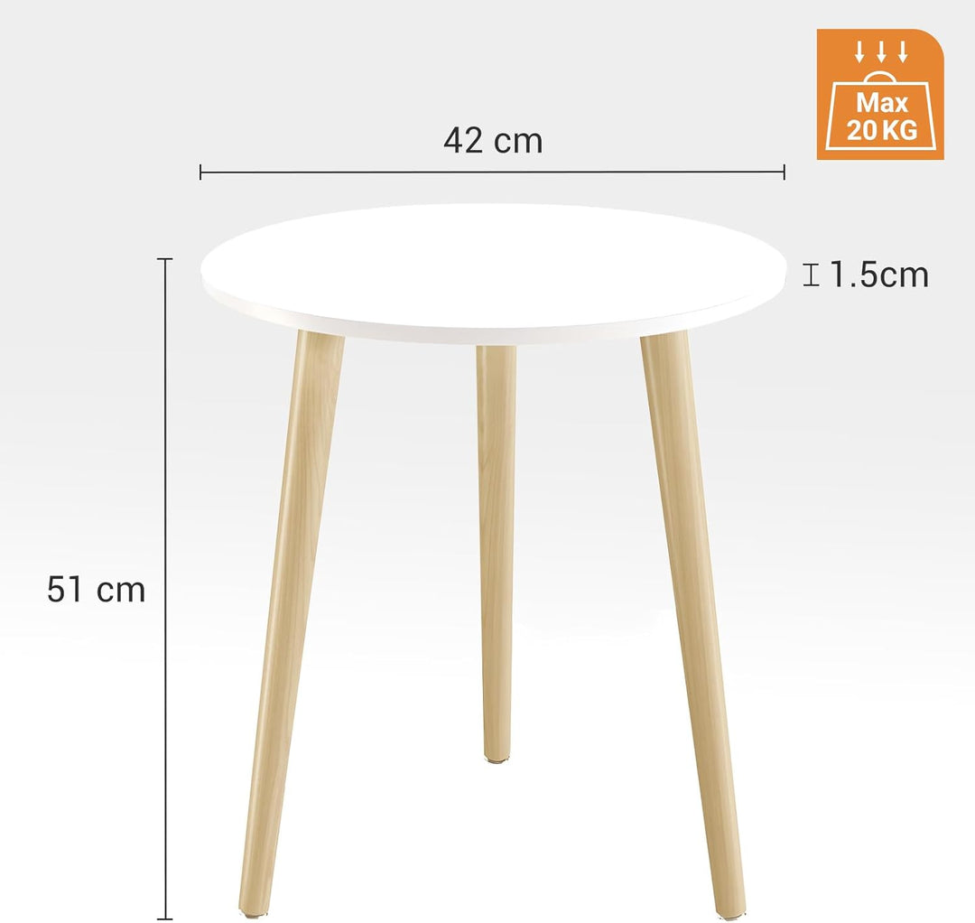 APICIZON Beistelltisch, Couchtisch rund Ø 42 cm, Höhe 51 cm, Sofatisch mit Beinen aus Massivholz, Sk