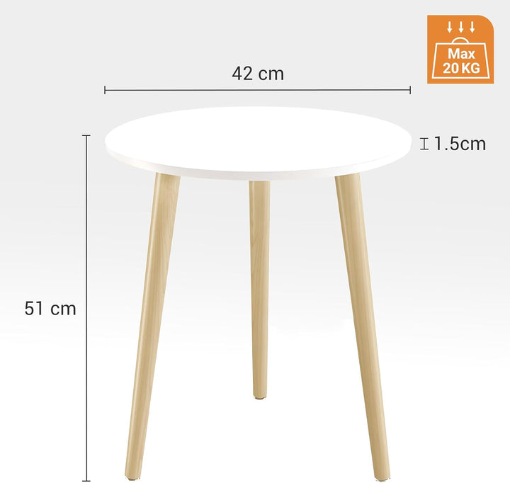 APICIZON Beistelltisch, Couchtisch rund Ø 42 cm, Höhe 51 cm, Sofatisch mit Beinen aus Massivholz, Sk
