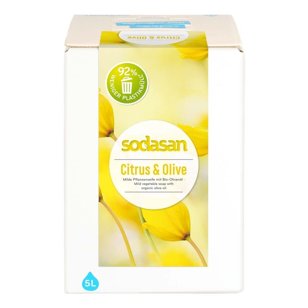 5 Liter Flüssigseife Sodasan, Zitrone &amp; Oliven - ökologisch - Flüssigseife mit Olivenöl zertifiziert