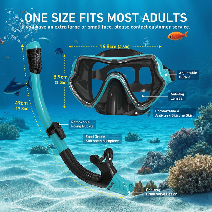 G2RISE SN02 Schnorchelset Erwachsene - Tauchermaske Taucherbrille Trockenschnorchel mit Breath Easy