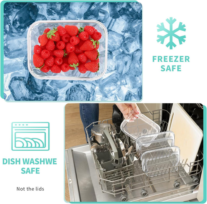 Glas-Frischhaltedosen Set - 10er Pack - Skroam Aufbewahrungsbox Glas für Lebensmittel (10 Deckel & 1