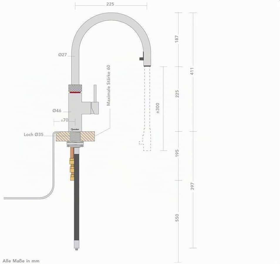 Quooker COMBI 2.2 E &amp; CUBE | Flex schwarz Sprudelwasser- / Kochendwassersystem