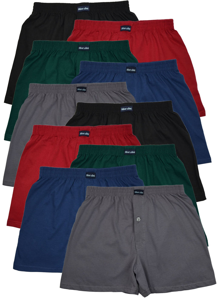 Herren Lockere Weiche Boxershort Klassisch 10er Set, 5 Farben mit Eingriff