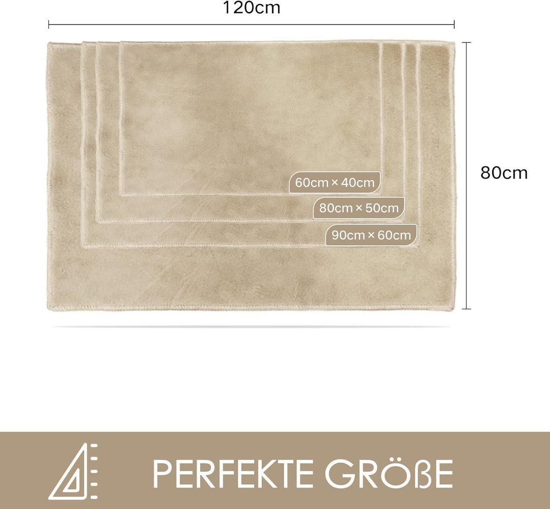 Fussmatte Beige 80x120 – Waschbare Türmatte Innen rutschfest mit TPE – Grosse Sauberlaufmatte Hausti