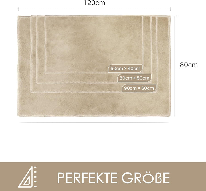 Fussmatte Beige 80x120 – Waschbare Türmatte Innen rutschfest mit TPE – Grosse Sauberlaufmatte Hausti