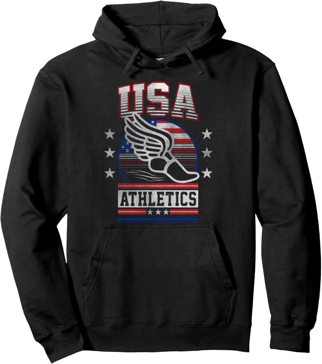 Trendy USA Athletics Red White Blue Stripes Winged Sandal Pullover Hoodie