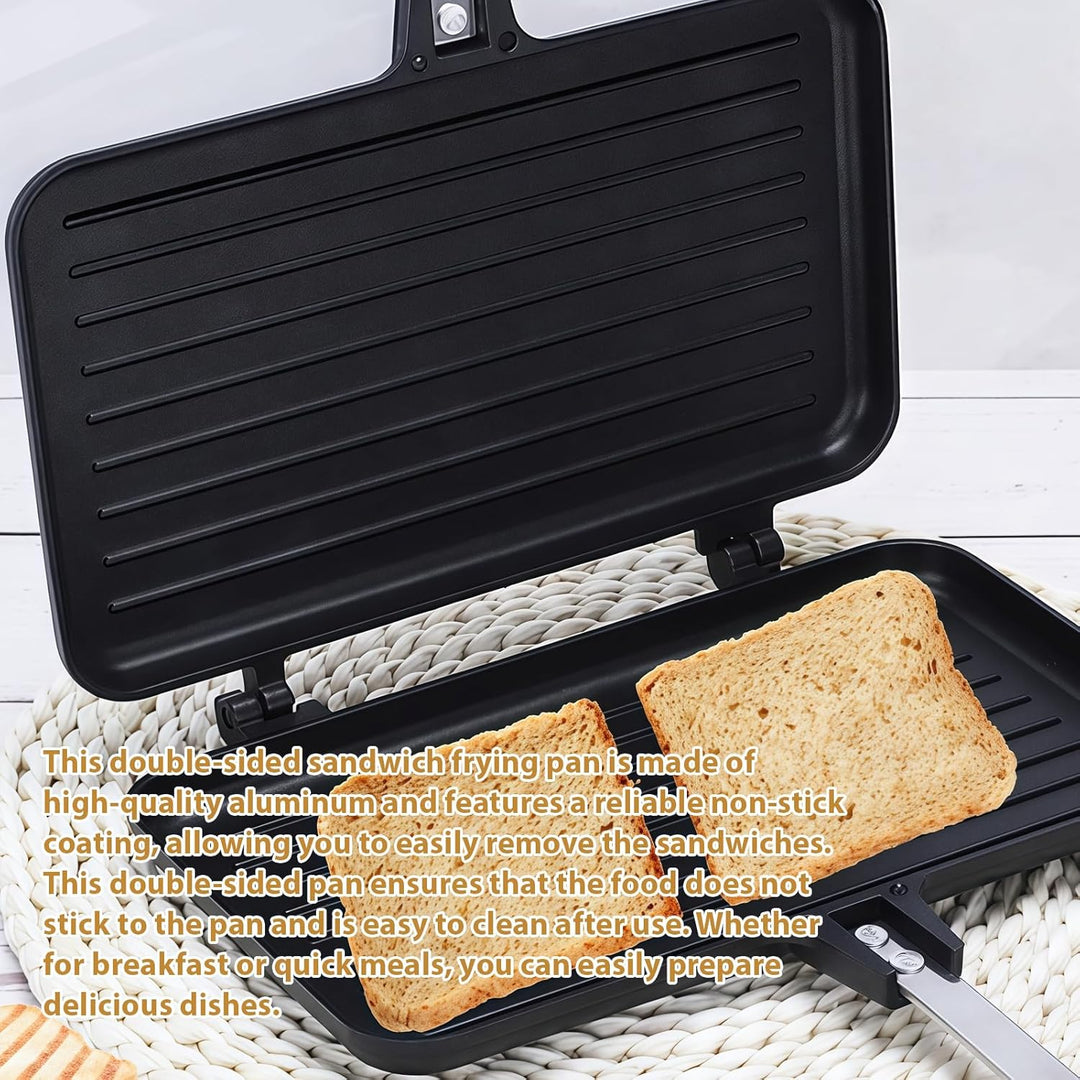 Doppelseitige Sandwich Backform: 37×25×4.4cm Doppelseitige Sandwich-Bratpfanne mit Ölpinsel, Alumini