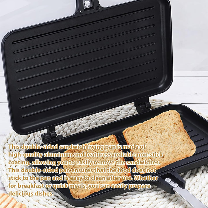 Doppelseitige Sandwich Backform: 37×25×4.4cm Doppelseitige Sandwich-Bratpfanne mit Ölpinsel, Alumini