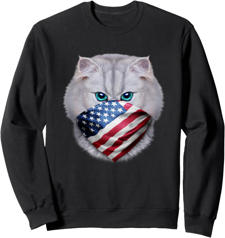 Patriot Katze trägt Flagge von USA Gesicht Bandana Sweatshirt