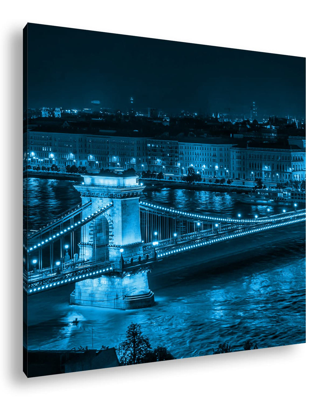 deyoli Kettenbrücke im schönen Budapest Format: 60x60 Effekt: Monocrome Blau als Leinwandbild, Motiv