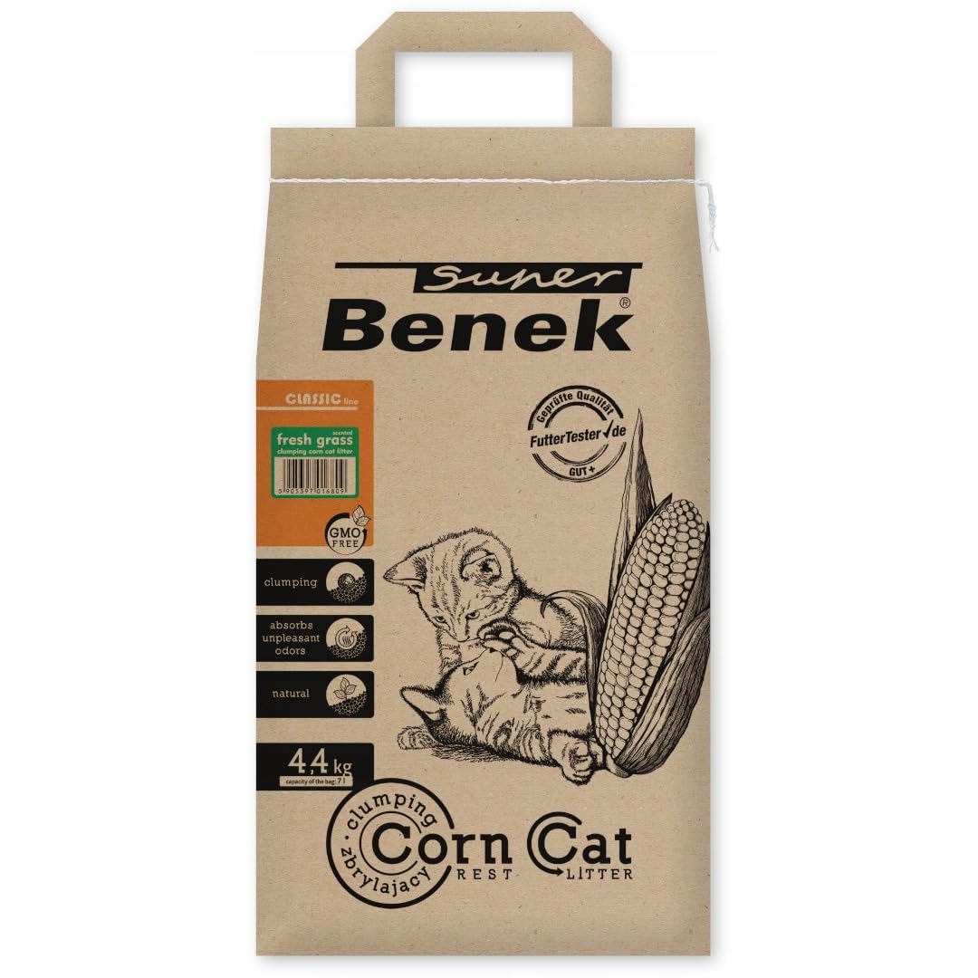 Super Benek Katzenstreu aus Getreide mit Grasduft, 7 Litres