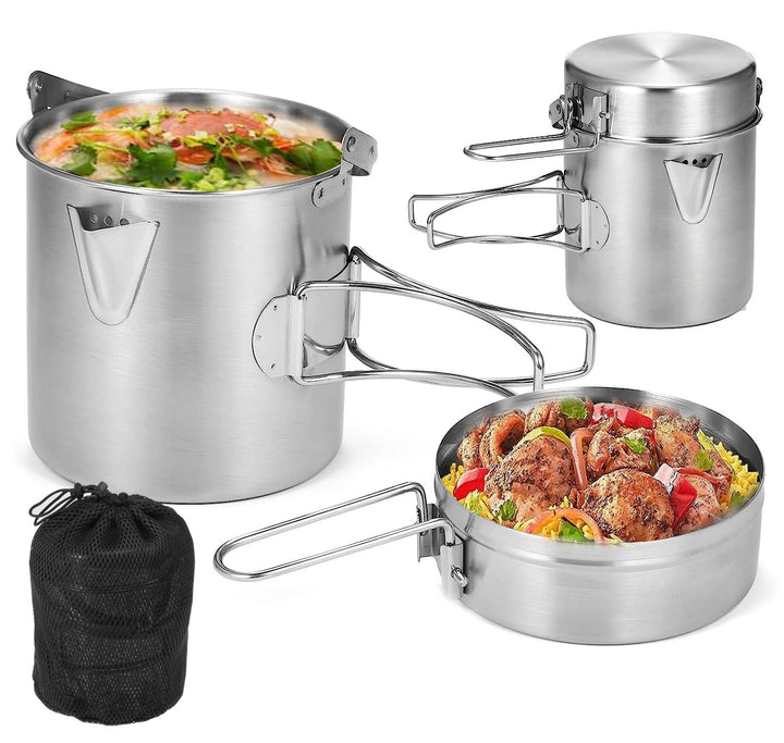 Lixada Camping Topf 1L Edelstahl Tasse BecherKochen Wasserkocher mit Deckel und Griff für Camping Wa