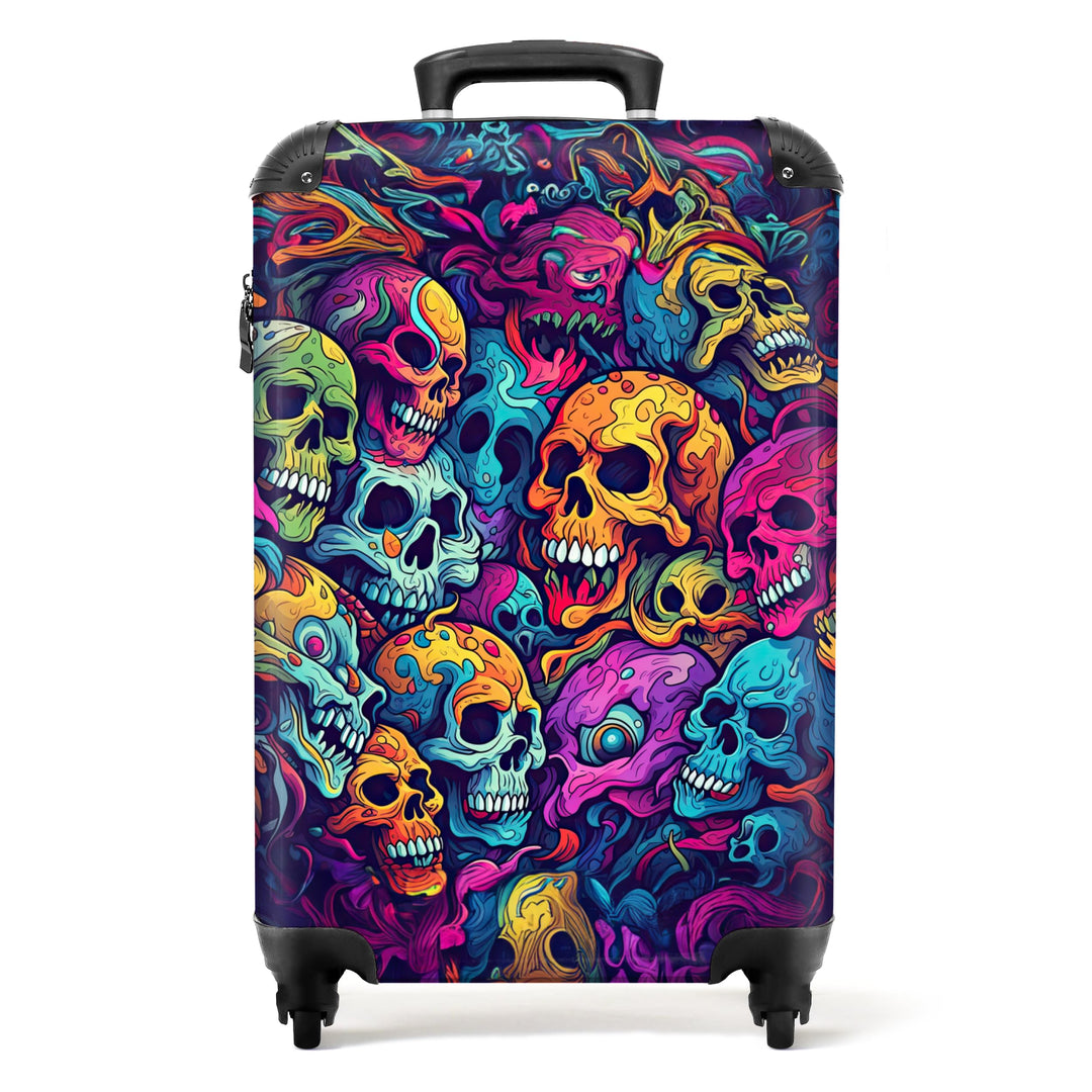NoBoringSuitcases.com® Koffer Handgepäck Trolley Rollkoffer Kleine Reisekoffer mit 4 Rollen - Totenk