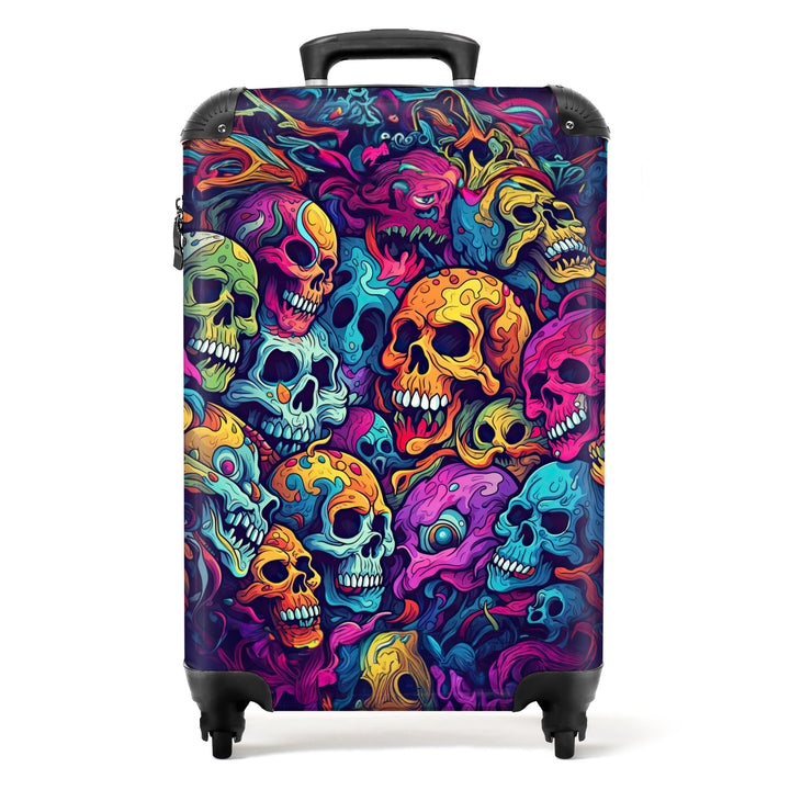 NoBoringSuitcases.com® Koffer Handgepäck Trolley Rollkoffer Kleine Reisekoffer mit 4 Rollen - Totenk